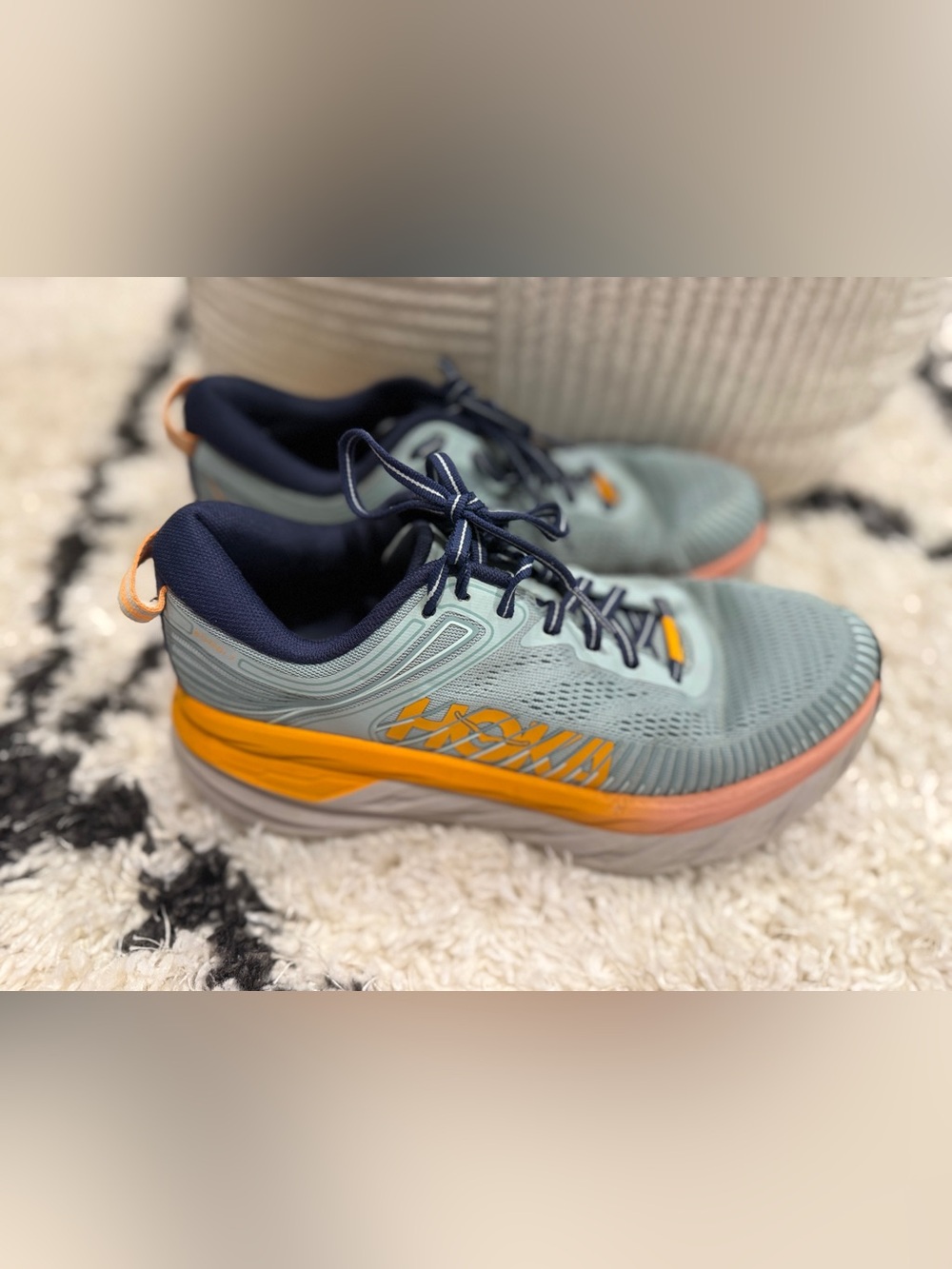 Hoka One One Bondi 7 Blue Haze Black Iris Womens Running Shoes Size 9 - Picture 3 of 14